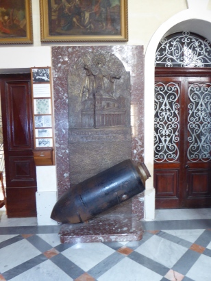 Replica of the bomb that pierced the dome of Mosta's church without exploding in 1942. Malta