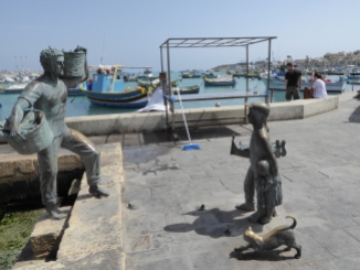 This statue is the symbol Marsaxlokk, a fishermen village located in the south east of Malta