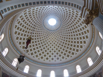 Mosta's dome, very famous for being pierced by a bomb in 1942 that did not explode